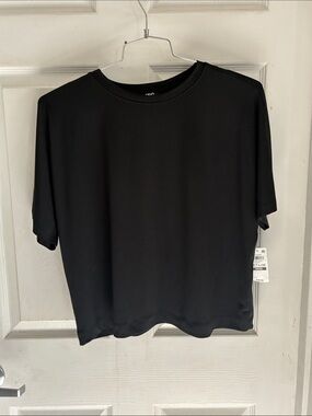 INC International Concepts Deep Black Short-Sleeve Crewneck Tee, Size: LP, NWT